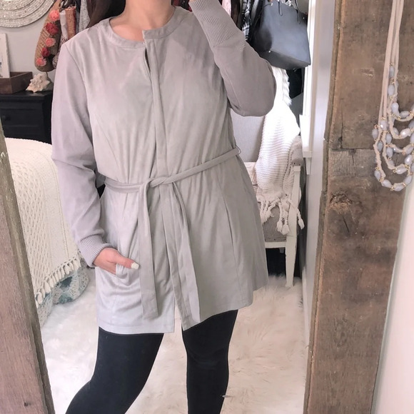 H by Halston size 16 grey trendy trench coat - Picture 3 of 10